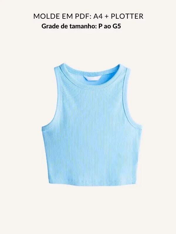 Molde cropped regata malha canelada