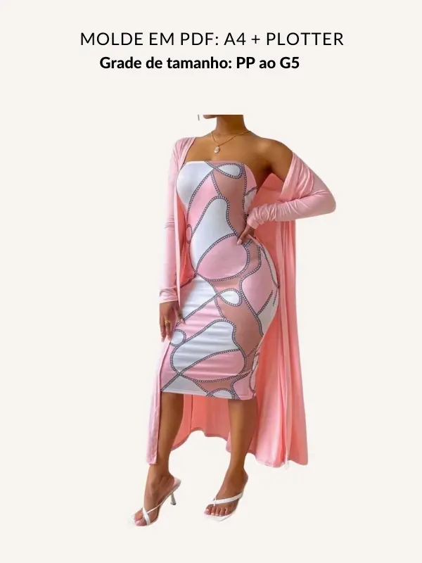 Molde kit cardigan e vestido tomara que caia