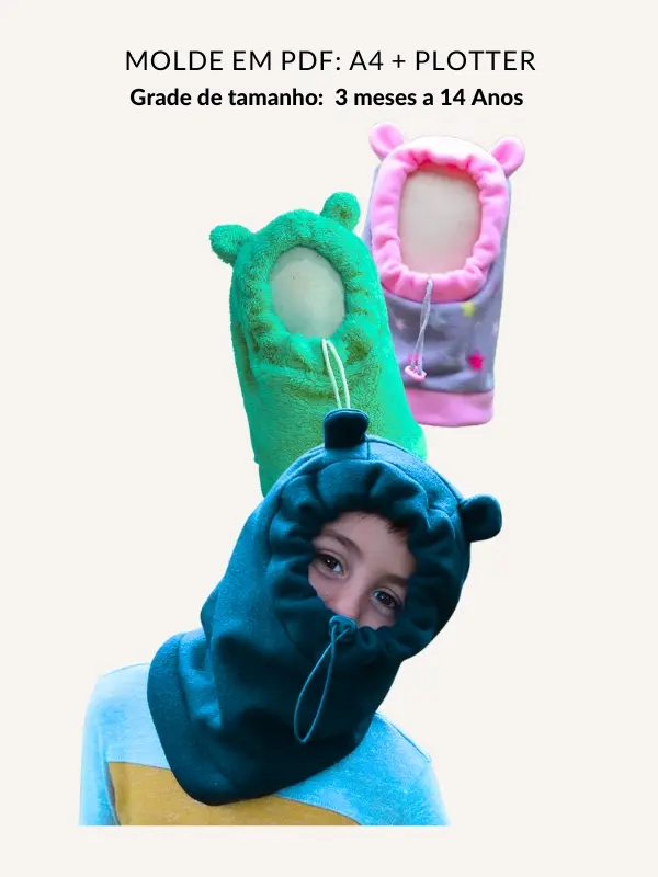 Molde touca capuz baclava infantil