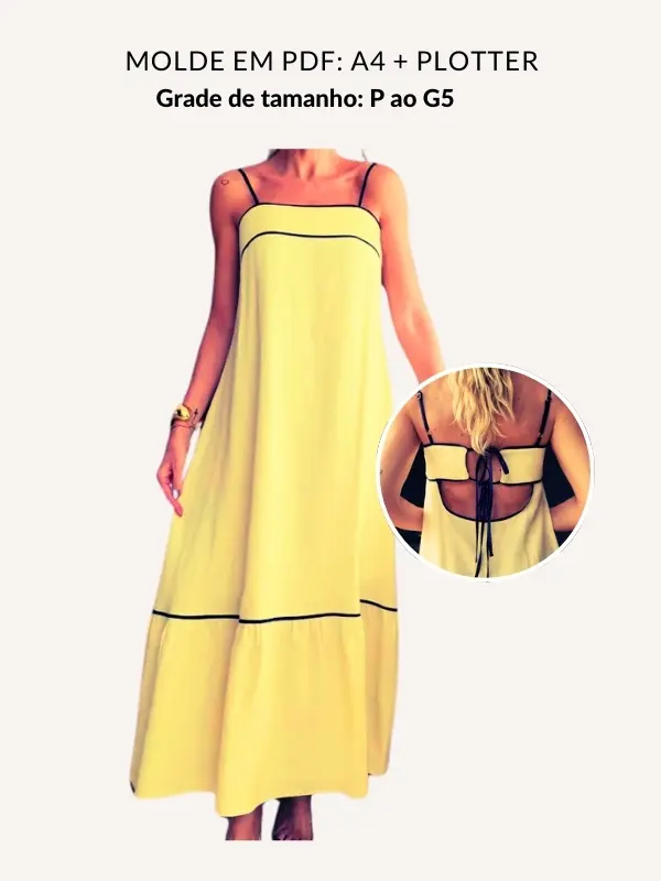 Molde vestido solto com alças