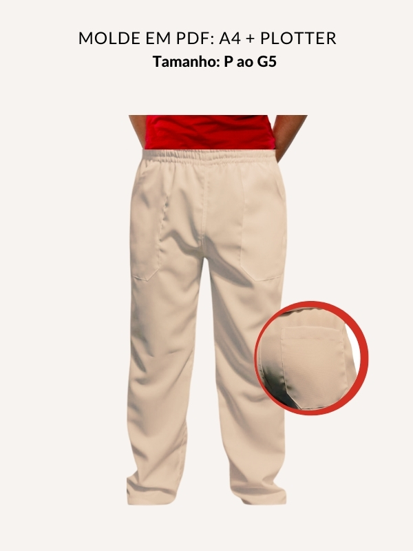 Molde calça masculina com elástico