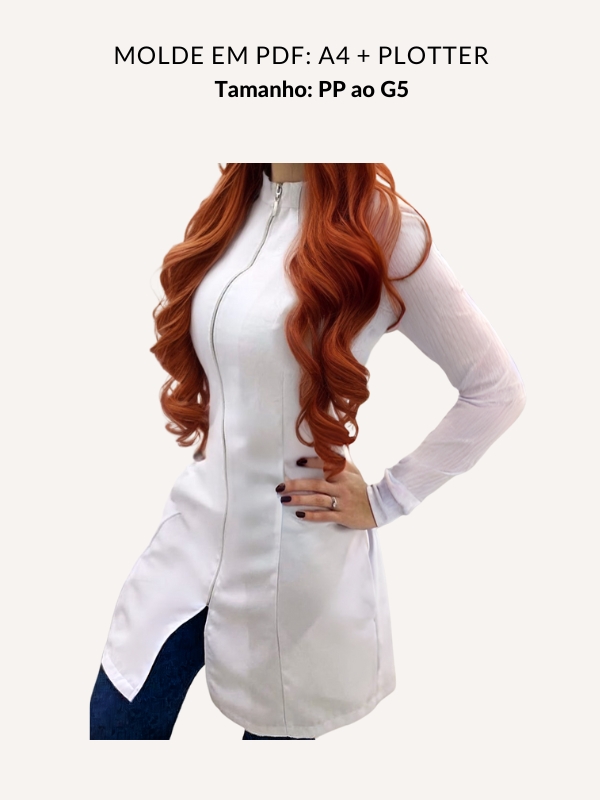 Molde jaleco feminino com bolso