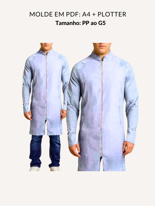Molde jaleco masculino com ziper