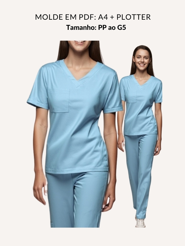 Molde scrub feminino com bolso