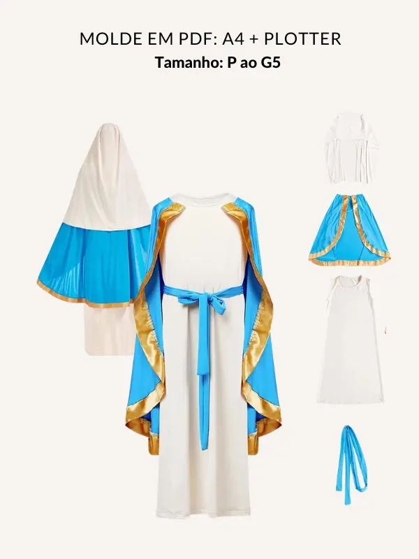 Molde túnica feminina adulto fantasia para teatros