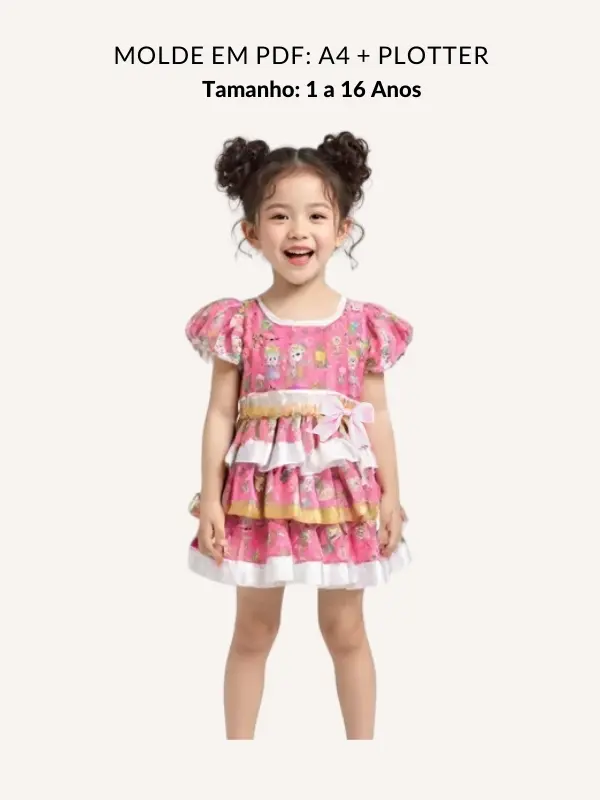 Molde vestido festa junina infantil Kelly