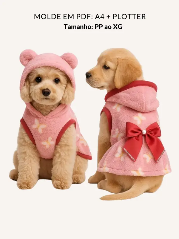 Molde vestido para pet com capuz