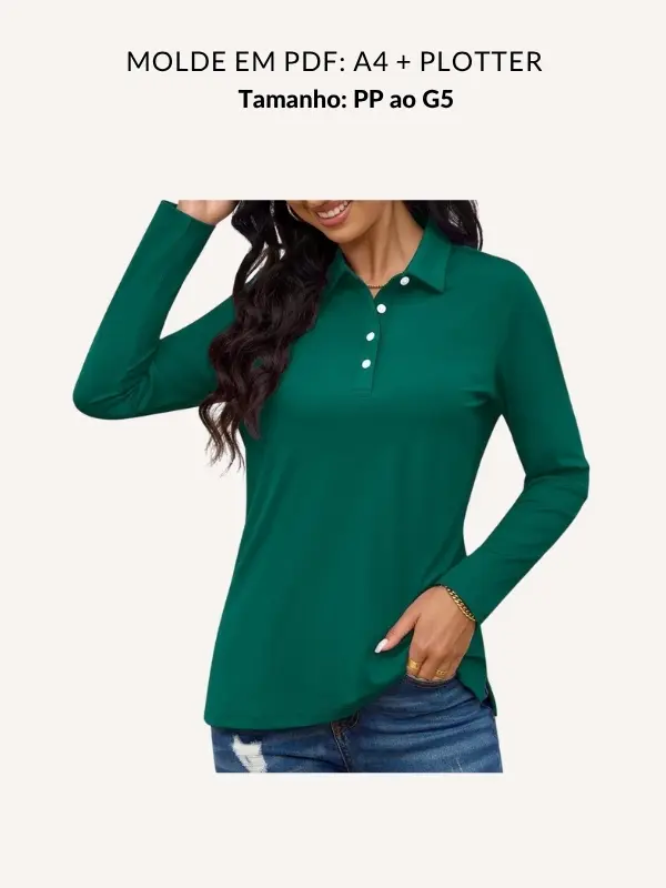 Molde camiseta feminina manga longa