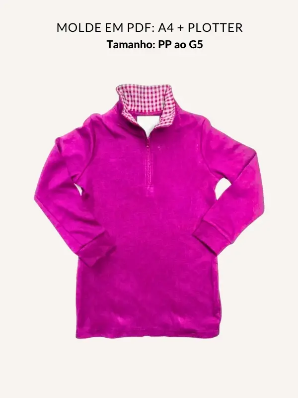 Molde casaco feminino gola alta com bolso