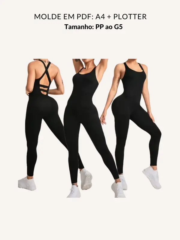 Molde macacão fitness com alcas cruzadas