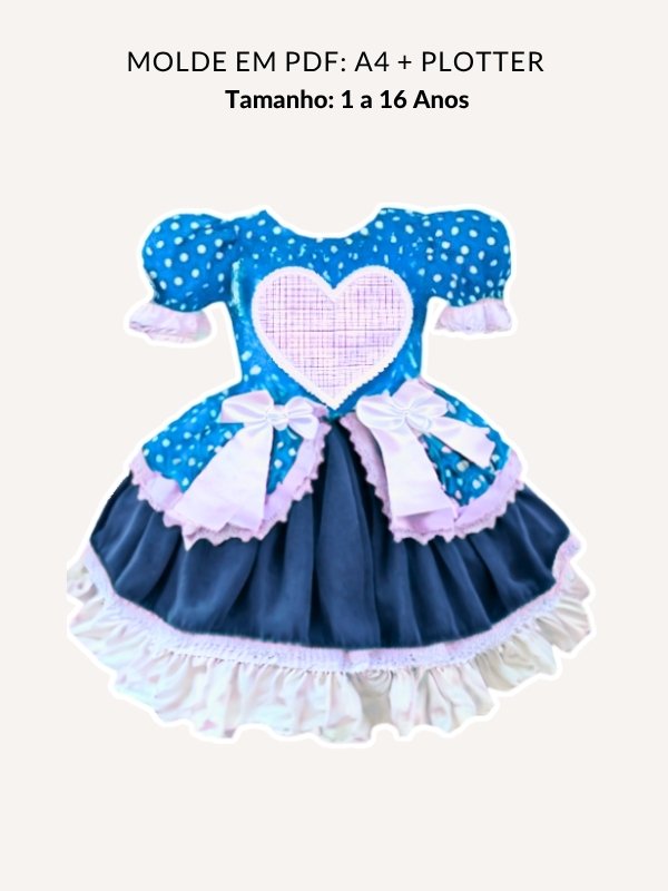 Molde vestido junino infantil coração