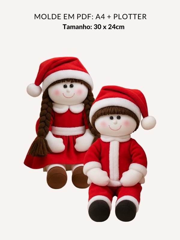Molde boneco de pano natalino tamanho 30 x 24 cm em PDF - Moldes WG