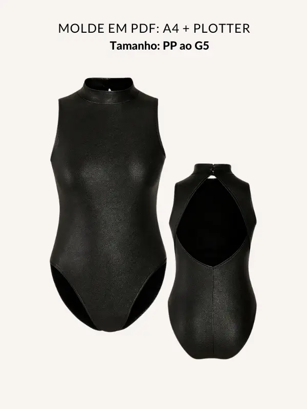 Molde collant ballet adulto com decote nas Costas tamanho PP ao G5 em PDF - Moldes wg