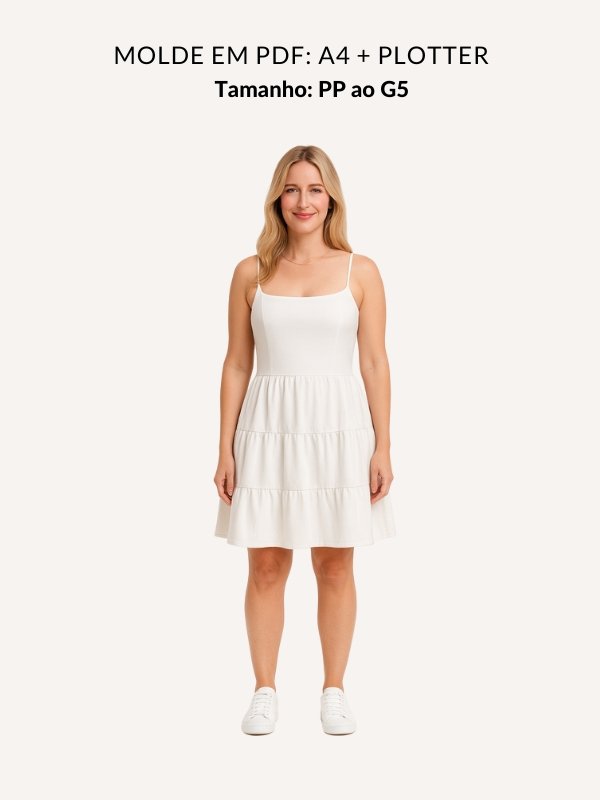 Molde vestido de alcas lastex tamanho PP ao G5 em PDF - Moldes wg