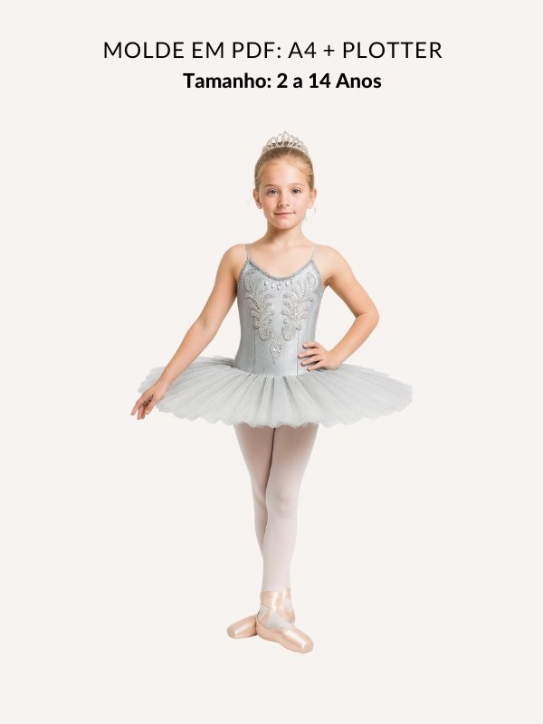 Molde collant ballet infantil tamanho 2 a 14 anos em PDF - Moldes wg