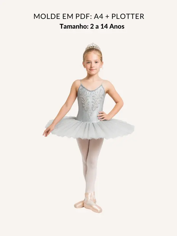 Molde collant ballet infantil tamanho 2 a 14 anos em PDF - Moldes wg