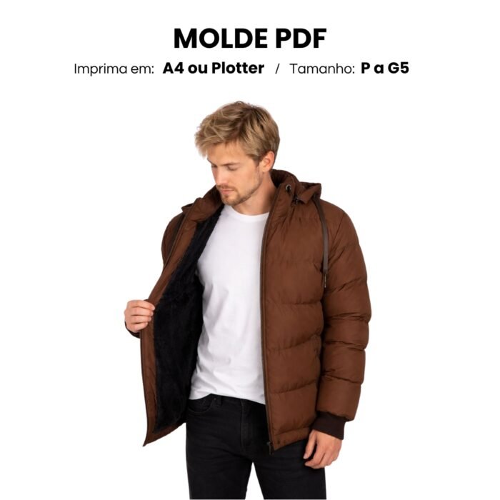 Molde jaqueta masculina com gola e capuz