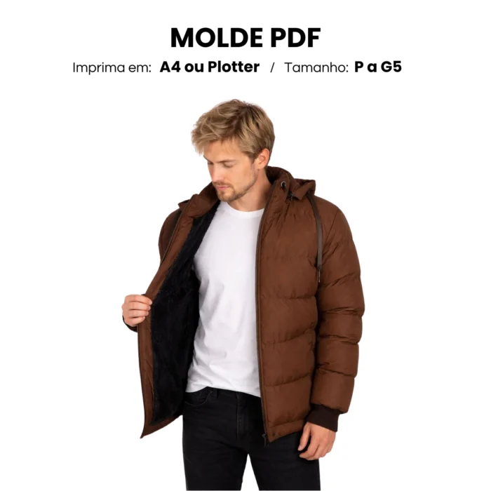 Molde jaqueta masculina com gola e capuz