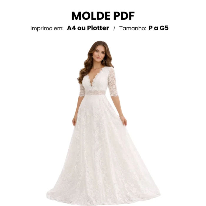 Molde vestido de noiva com renda